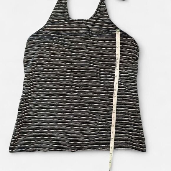 Liz Claiborne Black and White Striped Halter Tankini Swimsuit Top - Picture 4 of 6